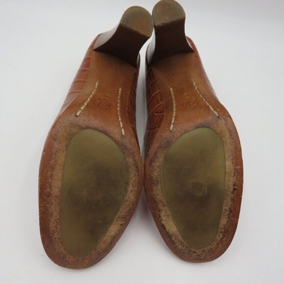 Michael Kors Womens Size 8 Brown Leather Pumps Closed Toe 4" Heel Reptile Look - Picture 7 of 11